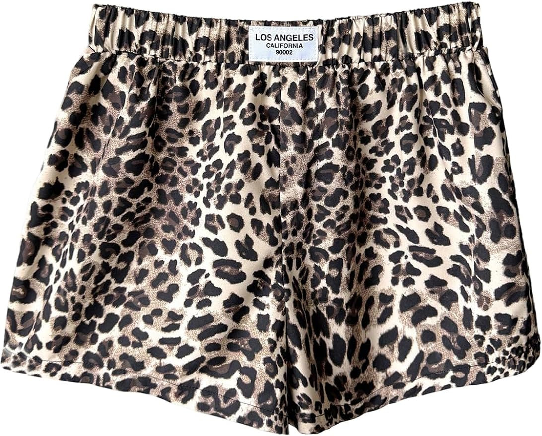 SOLY HUX Girl's Cheetah Print Boxer Shorts Y2k Leopard Elastic Waist Cute Casual Summer Shorts | Amazon (US)