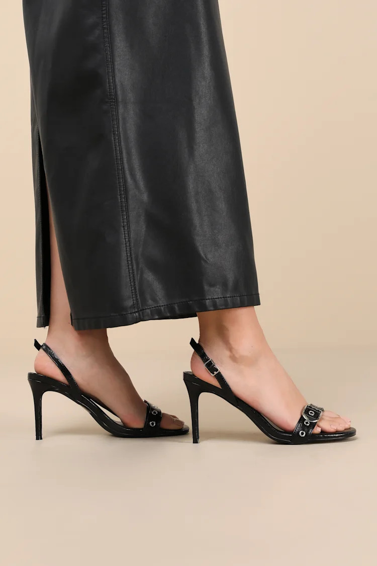 Cleore Black Slingback Buckle High Heel Sandals | Lulus