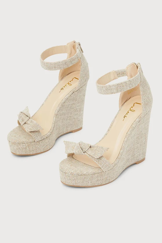Bobbii Natural Woven Bow Platform Wedge Sandals | Lulus (US)