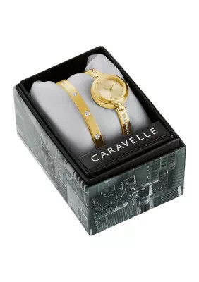 Caravelle New York Women's Dress Bangle Watch, Gold | Belk