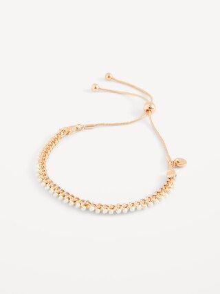 Gold-Plated Beaded Adjustable Chain Bracelet for Women | Old Navy (US)