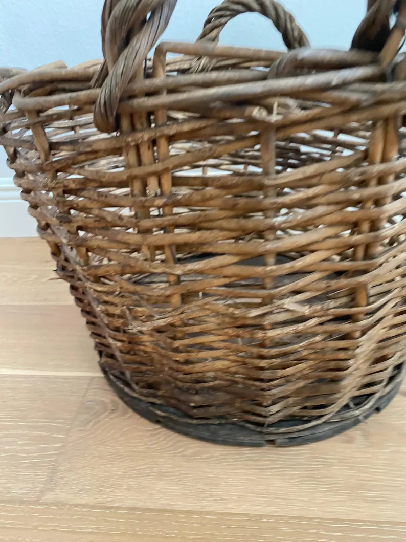 Extra Large Vintage Wicker and Wood Basket Farmhouse Style - Etsy | Etsy (US)