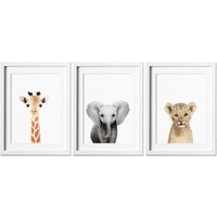 Safari Nursery Prints, Set Of 3, Animal Prints For Nursery, Animals Art, Decor | Etsy (US)