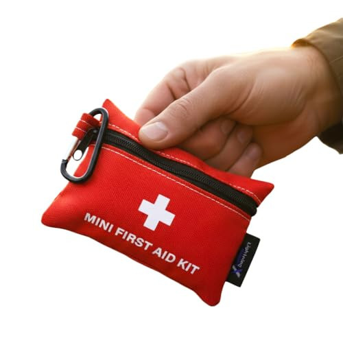 Lightning X Mini First Aid Kit – Compact 20 Piece Emergency Medical Kit with Carabiner | Portable Water Resistant Travel First Aid Pouch for Hiking, Camping, Car, Backpack, Outdoor Survival | Amazon (US)