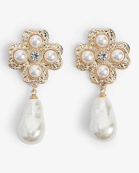 Baroque Pearl Charm Drop Earrings | Express