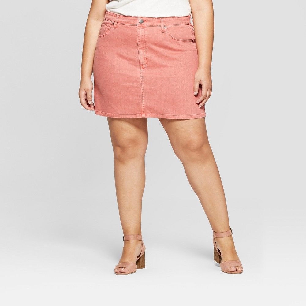 Women's Plus Size Mid-Rise Colored Denim Mini Skirt - Universal Thread Sierra Rose 20W, Blue/Pink | Target