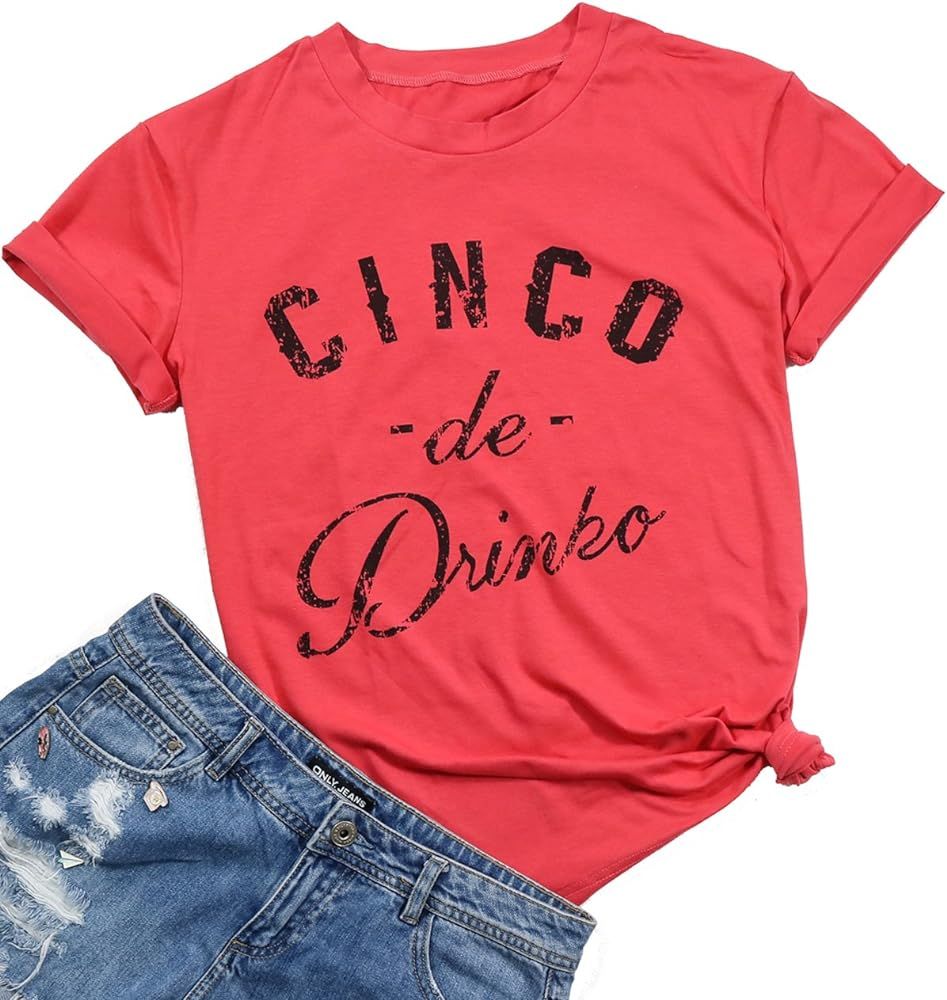 Cinco De T Shirt Women Cinco De Mayo Mexican T Shirts Funny Saying Casual O-Neck Short Sleeve Top... | Amazon (US)