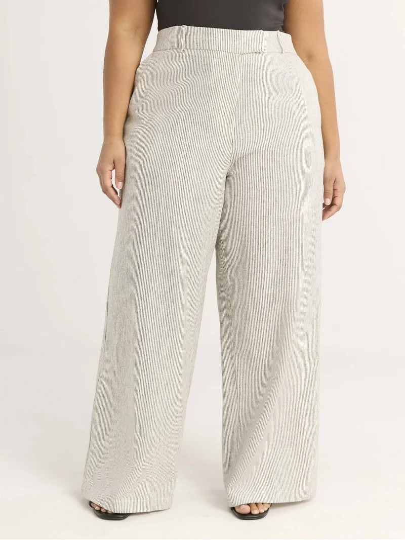 Scoop Women's and Women’s Plus Linen Blend Tailored Wide Leg Pants, Sizes 0-26W | Walmart (US)