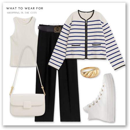 A smart casual look for spring 🫶

Stripe cardigan jacket, black tailored trousers, converse, Charles & Keith, mejuri ring, easy outfits 

#LTKeurope #LTKSeasonal #LTKstyletip