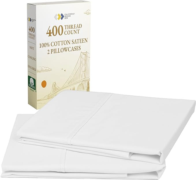 California Design Den King Size Pillowcase Set - 400 Thread Count, 100% Cotton Sateen, Set of 2 P... | Amazon (US)