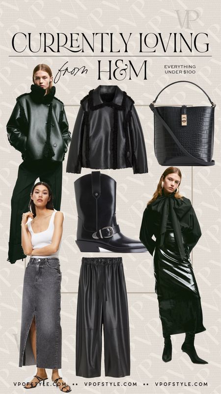 H&M finds for fall Im currently loving and eyeing! Leather skirt, leather boots, black denim maxi skirt, leather jacket, black bag, black leather pants black blouse 

#LTKfindsunder50 #LTKfindsunder100 #LTKstyletip