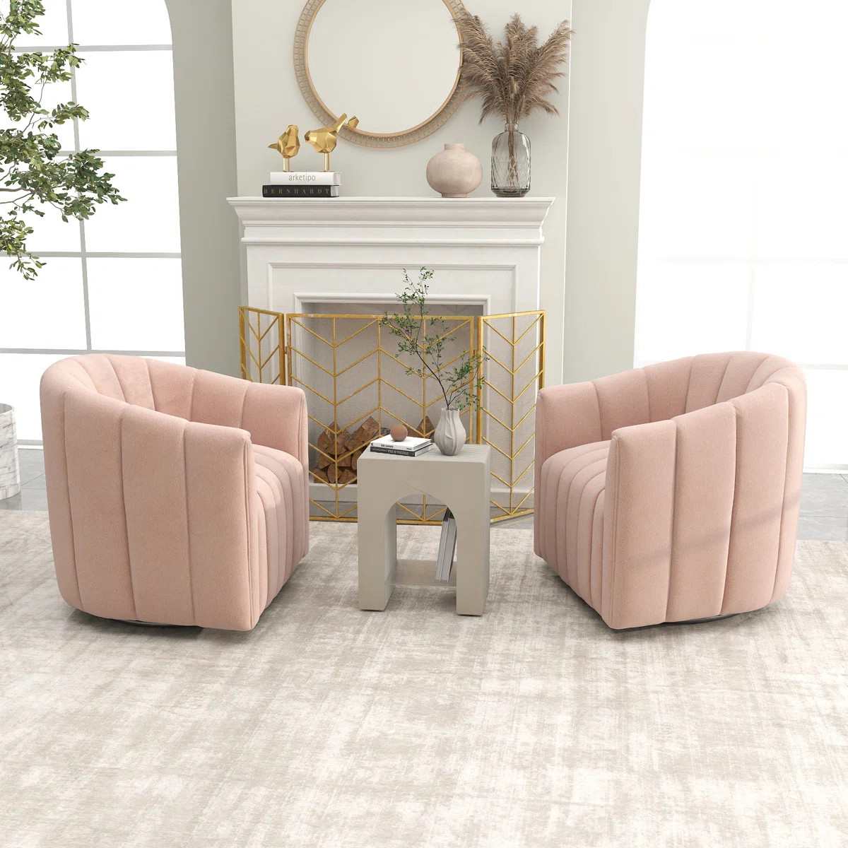 Annelotte Velvet Swivel Barrel Chair (Set of 2) | Wayfair North America