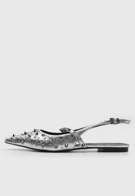 Sapatilha Slingback Santa Lolla Aplicações Spike Prata | Dafiti (BR)