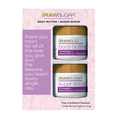 Raw Sugar Pineapple Maqui Berr and Coconut Body Butter & Sugar Scrub Gift Set- 4oz | Target