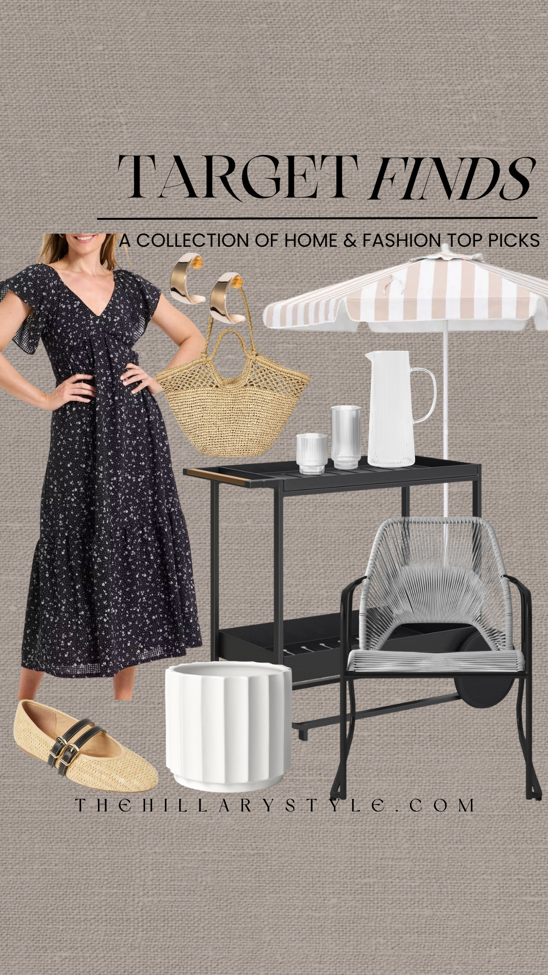 Target Outdoor Living & Spring Style Finds 2026
Level up your outdoor oasis and spring wardrobe with these new arrivals from Target. This curated collection blends modern organic textures with functional, elevated basics. From a versatile floral midi dress and woven Mary Jane flats to a sleek black bar cart and fluted planters, these pieces are perfect for a patio refresh or a sun-drenched weekend. Whether you're hosting an alfresco dinner or looking for a comfortable yet chic transitional outfit, these attainable finds bring a touch of quiet luxury to your everyday. 

 #TheHillaryStyle #TargetFinds #TargetStyle #OutdoorLiving #SpringFashion2026 #ModernOrganic #QuietLuxury #PatioDecor #SpringWardrobe #TargetHome #NeutralAesthetic #AffordableFashion #MinimalistStyle #OutdoorEntertaining #SpringOOTD 

#LTKootd #LTKSeasonal #LTKHome