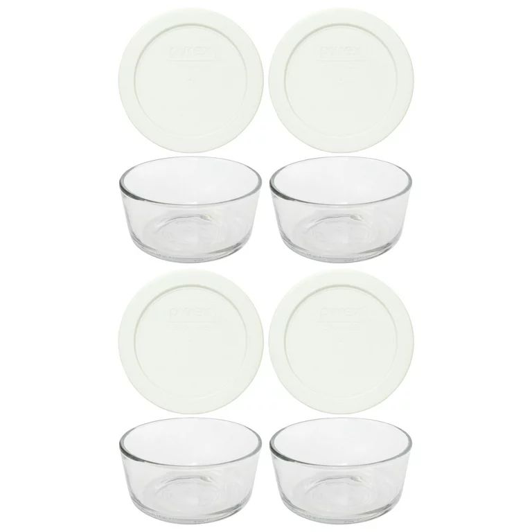 Pyrex Simply Store 7200 2-Cup Glass Storage Bowl w/ 7200-PC 2-Cup White Plastic Lid Cover (4-Pack... | Walmart (US)
