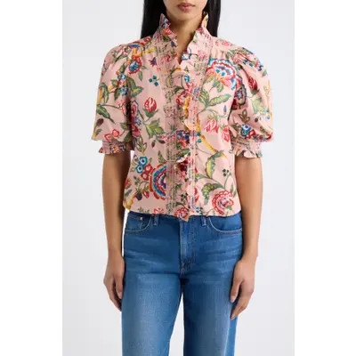LOVE THE LABEL Zuri Ruffle Top in Jessa Floral Print at Nordstrom, Size Medium | Nordstrom