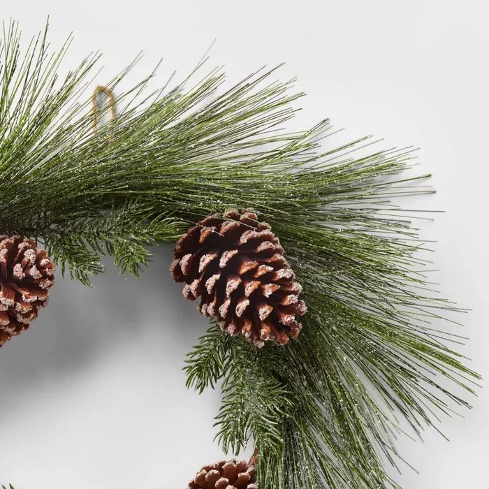 22in Unlit Iced Long Needle and Pinecone Artificial Wreath - Wondershop™ | Target
