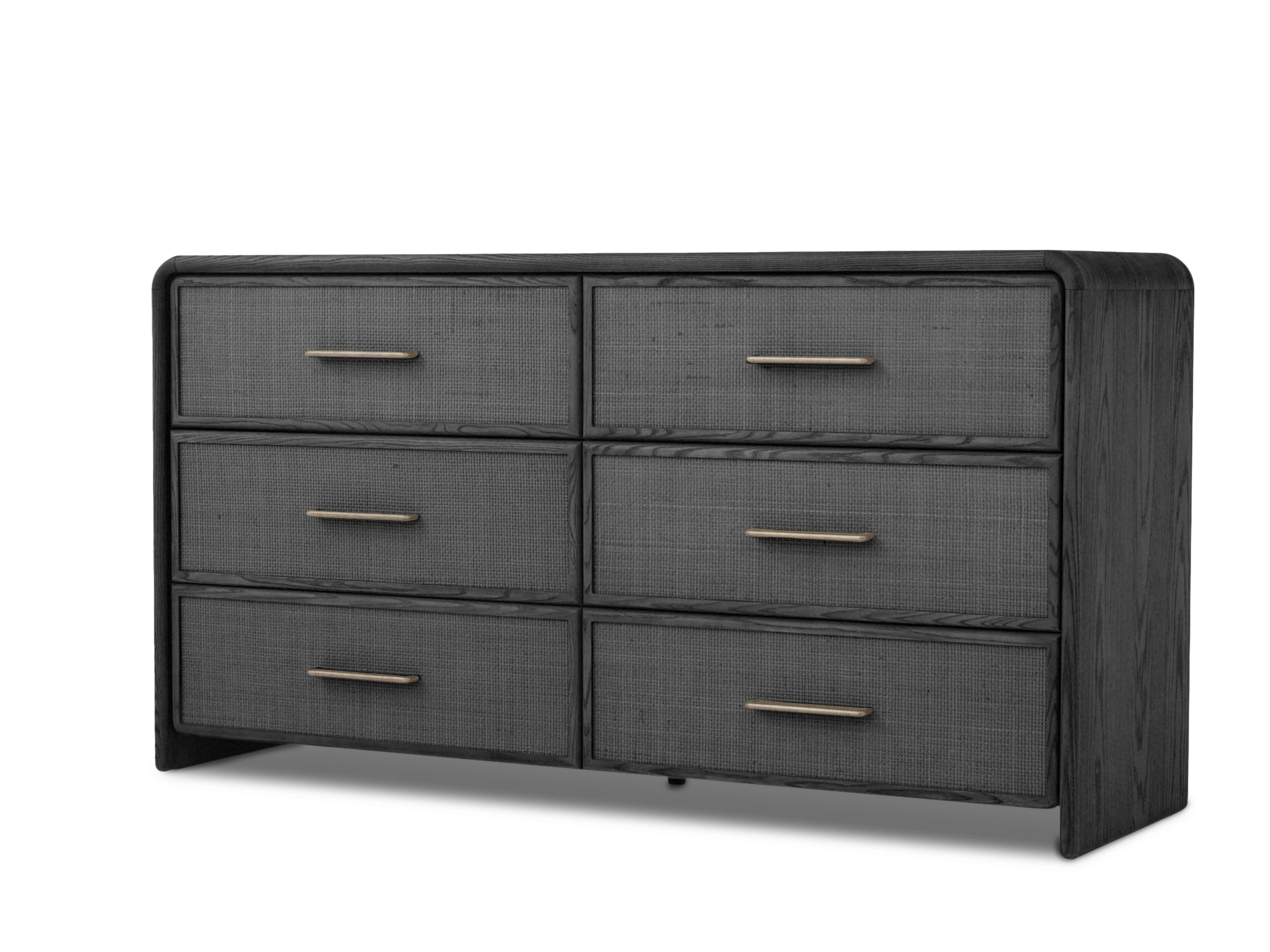 Gasaway 6-Drawer Oak & Natural Cane Dresser 66"W | Wayfair North America