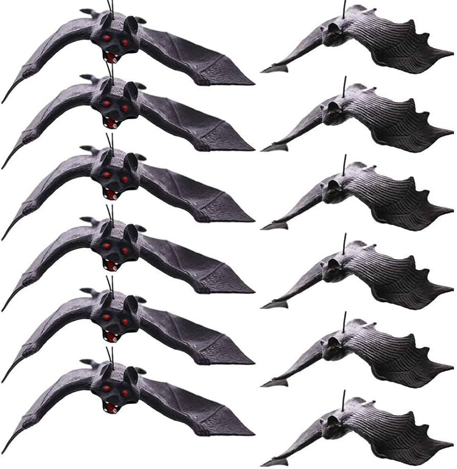 BigOtters 12pcs Halloween Bats,Rubber Hanging Vampire Bats for Halloween Party,April Fool's Day,H... | Amazon (US)
