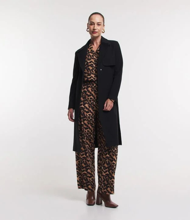 Casaco Trench Coat com Manga 7/8 e Cinto Faixa Preto | Renner (BR)