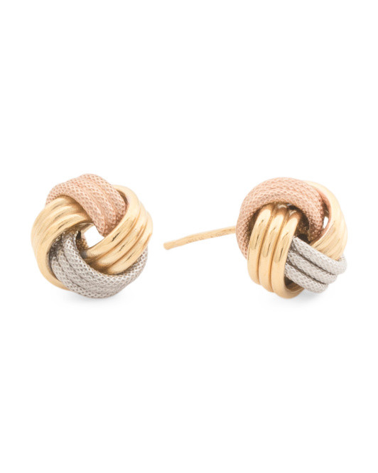 Made In Italy 14kt Gold Tricolored Knot Earrings | TJ Maxx
