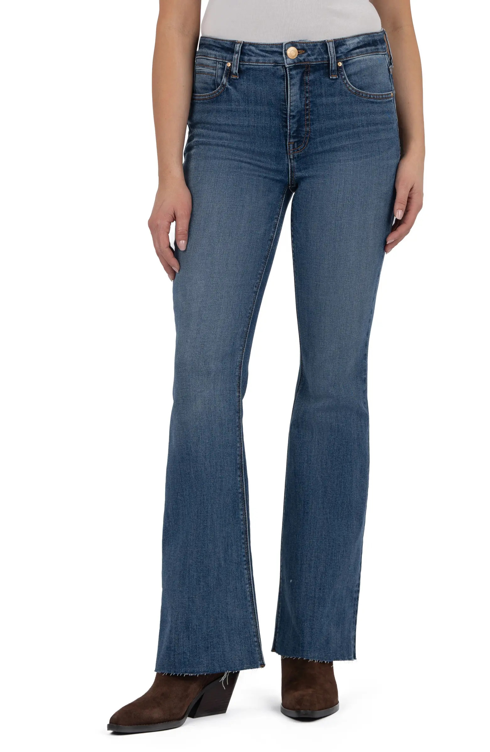 KUT from the Kloth Stella High Waist Raw Hem Flare Jeans | Nordstrom | Nordstrom