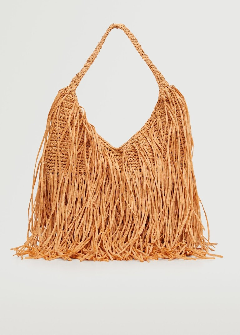 Fringed raffia bag -  Women | Mango United Kingdom | MANGO (UK)