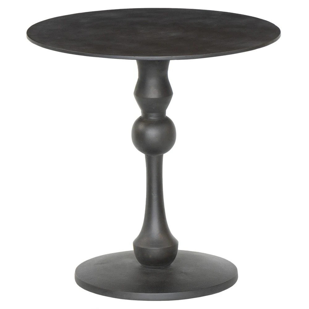Daniel Updated Traditional Black Aluminum Round End Table | Kathy Kuo Home