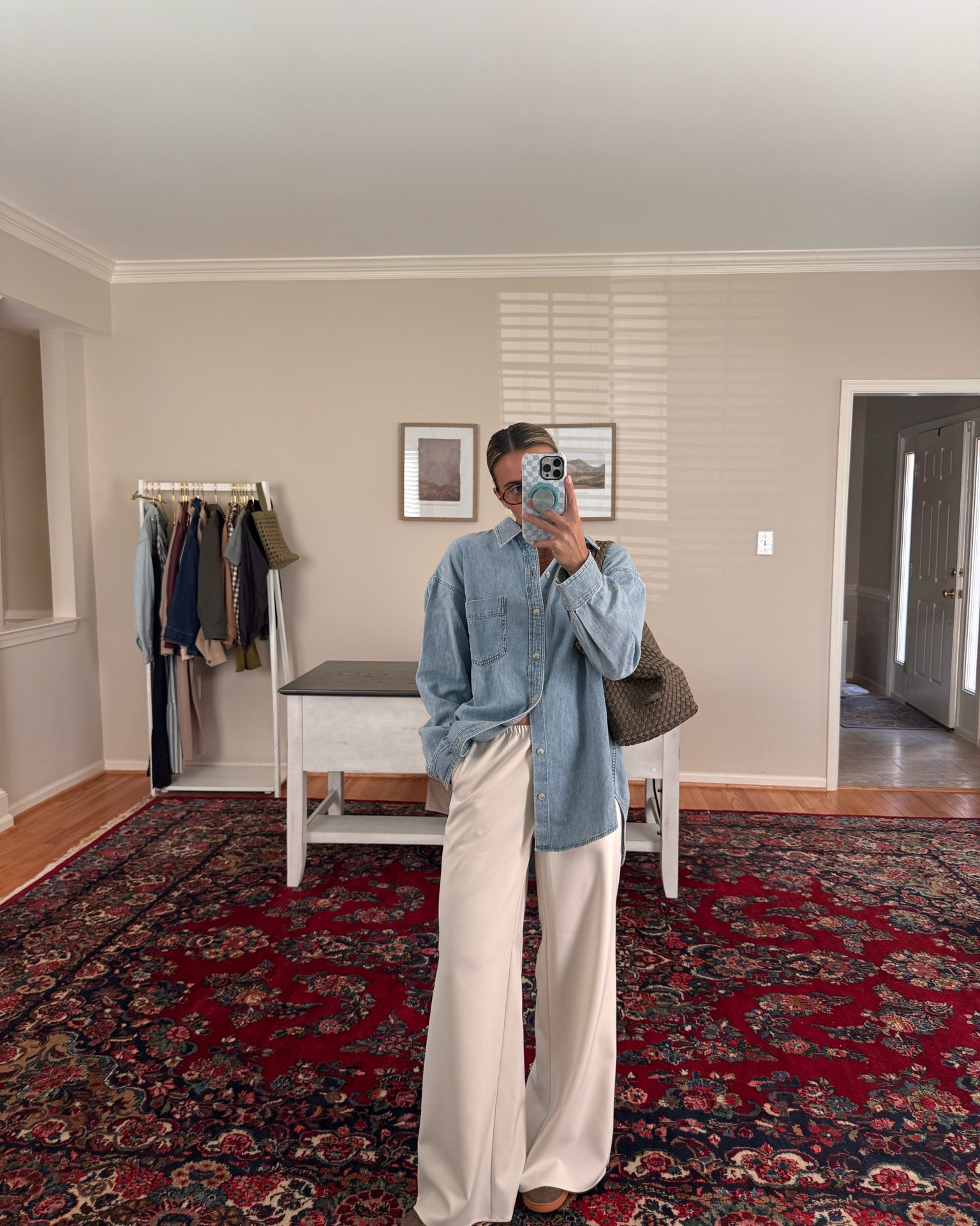 XS pants 
S denim shirts
S sweater

#LTKootd #LTKmomlife
