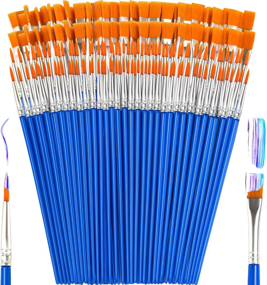 Small Paint Brushes Bulk, 160 Pcs Flat Tip Round Acrylic Paint Brushes for Kids Classroom Acrylic... | Amazon (US)