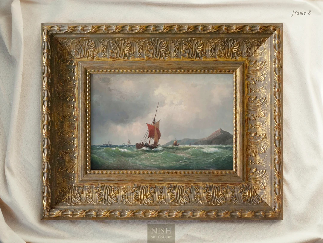 Muted Sailboat Painting Landscape Wall Art Vintage Art - Etsy Australia | Etsy (AU)