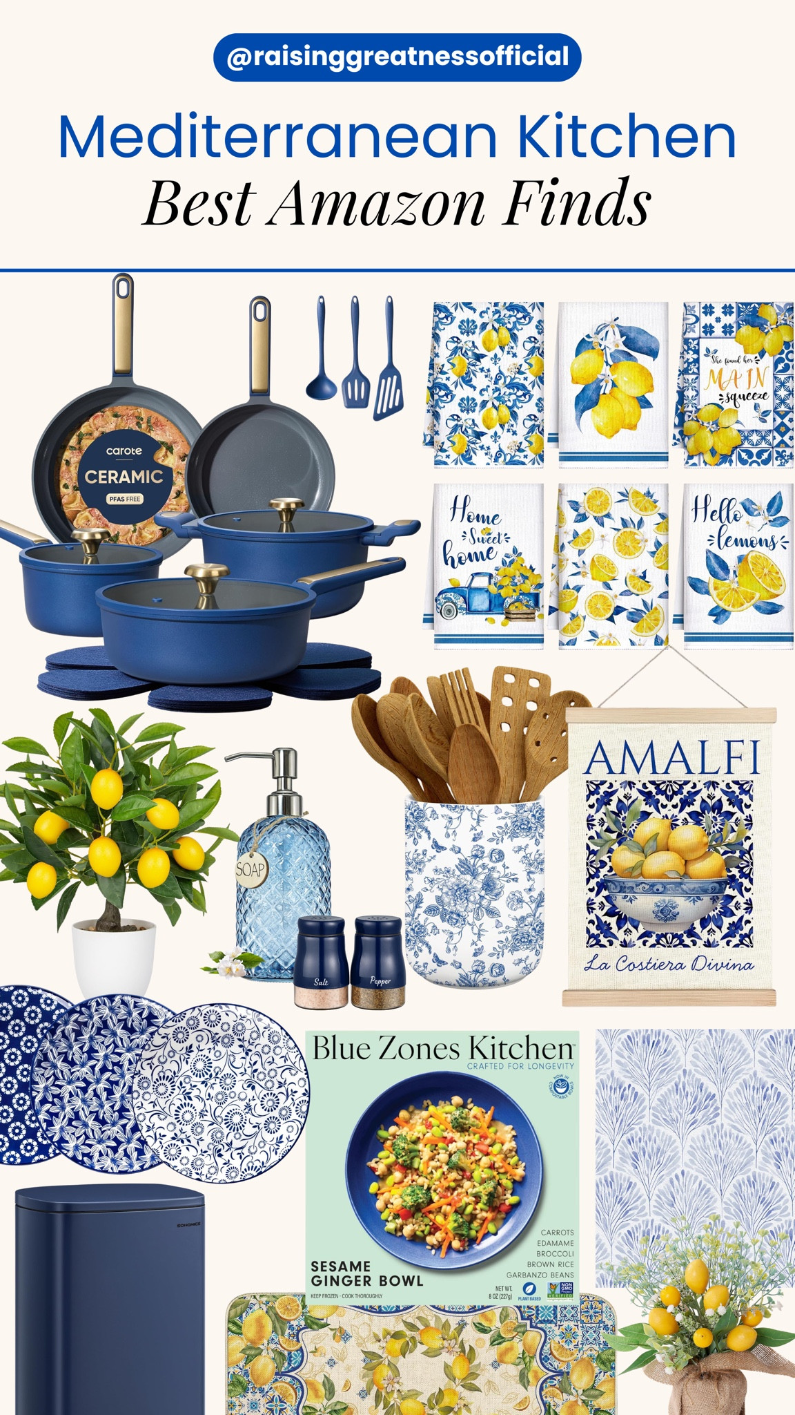 Hey ~ Hey Sunshines ☀️ bring the warmth and beauty of Mediterranean style into your kitchen with these charming Amazon finds 💛 From vibrant blue accents to timeless serving pieces, these picks will help create a space that feels fresh, inviting, and full of character ✨

#mediterraneankitchen #kitchendecor #amazonhome #kitcheninspiration #homedecor #mediterraneanstyle #kitchenfinds #homeinspo #raisinggreatness #amazonfinds

#LTKSaleAlert #LTKHome #LTKSeasonal