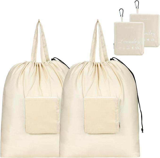 Travel Laundry Bags with Drawstring Closure XL Large with Handle | Amazon (US)
