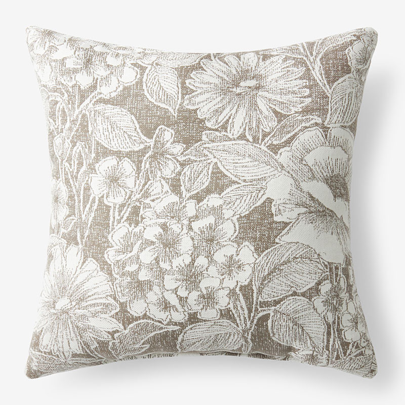 Indoor/Outdoor Toss Pillow - Floral Taupe, 24 in. x 24 in. | The Company Store