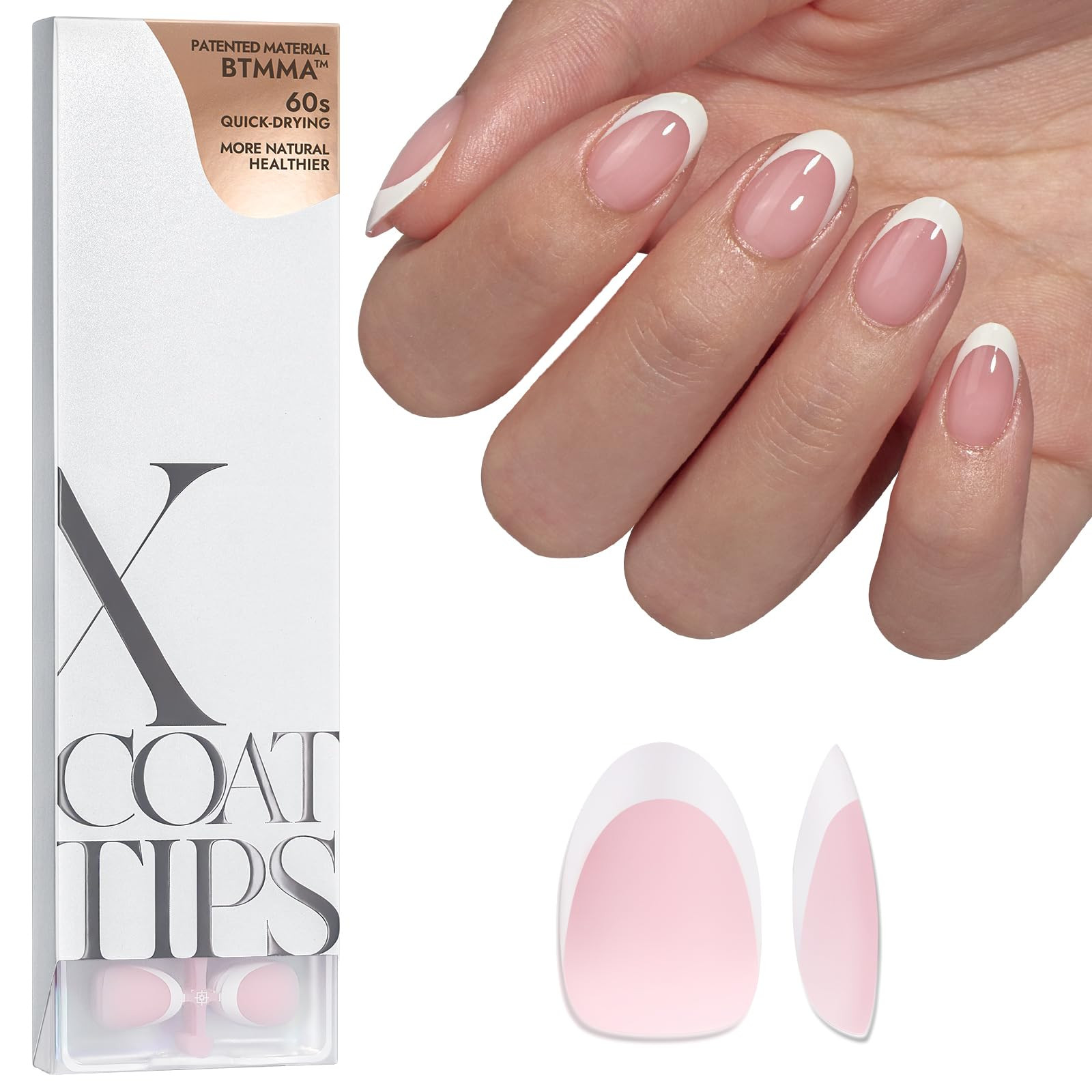 BTArtboxnails French Gel Nail Tips - French Tip Press on Nails Pink Extra Short Almond XCOATTIPS,... | Amazon (US)
