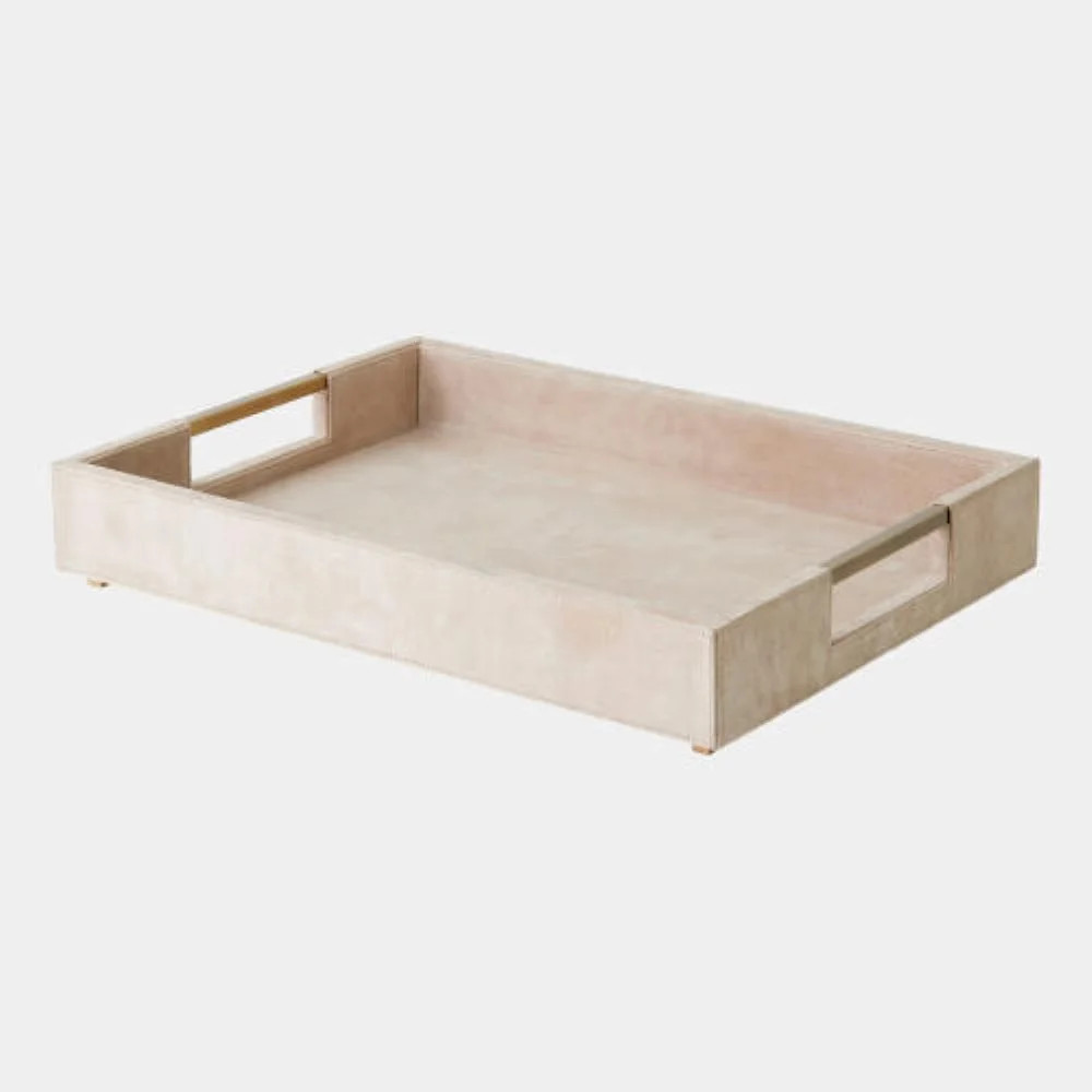 Posh Tray-Parchment Suede 4"H x 16"W x 22"D Decorative Tray | Wayfair North America