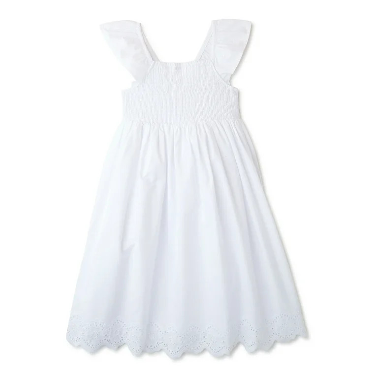 Wonder Nation Girls' Smocked Eyelet Dress, Sizes 4-18 & Plus | Walmart (US)