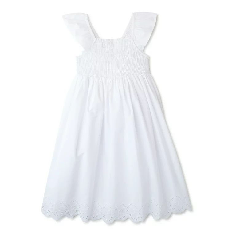 Wonder Nation Girls' Smocked Eyelet Dress, Sizes 4-18 & Plus - Walmart.com | Walmart (US)