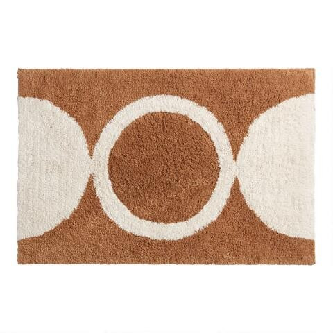 Hazel Brown And White Circle Elliot Bath Mat | World Market