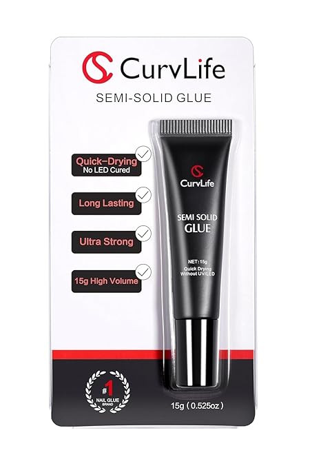Curvlife Super Strong Nail Glue 15g for Press On Nails - Quick Drying, Semi Solid, Long Lasting, ... | Amazon (US)