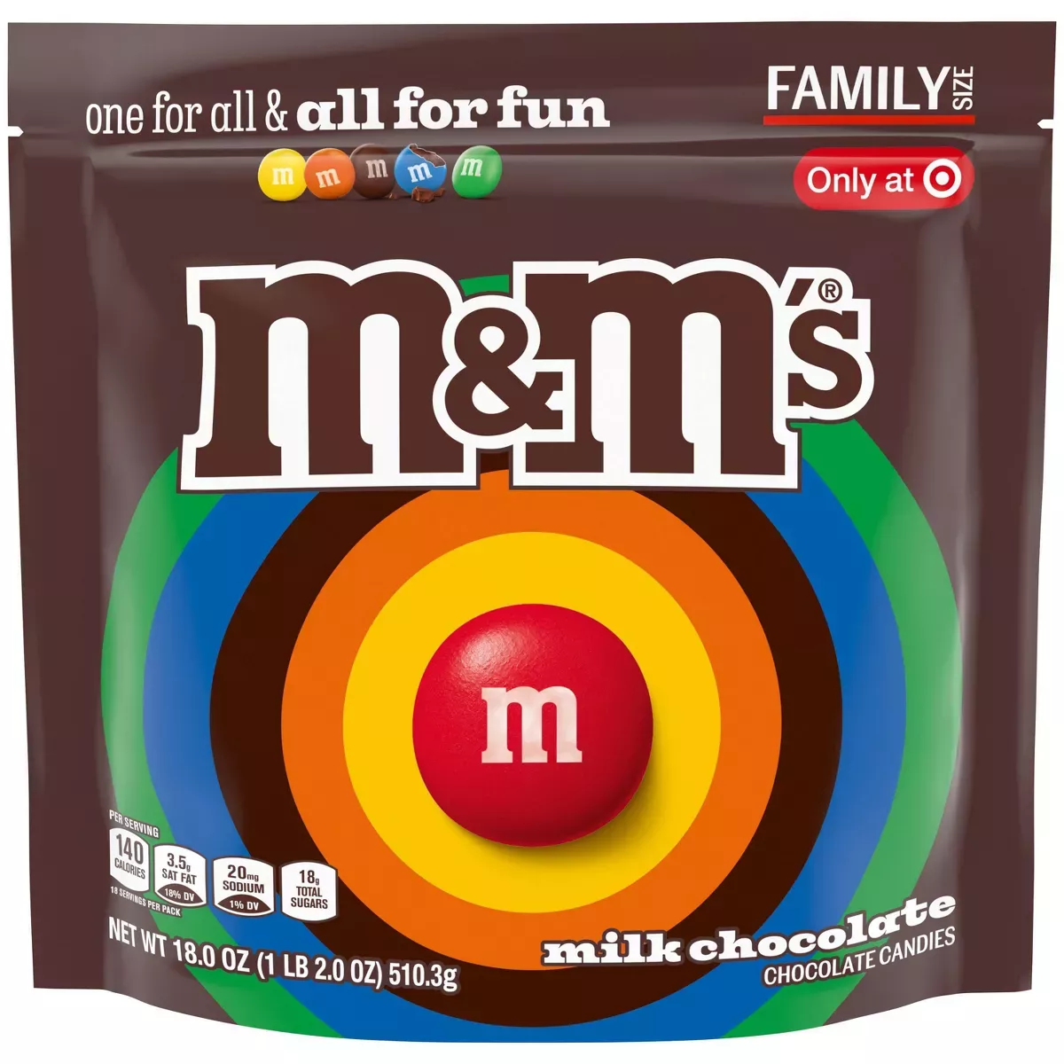 M&m's Family Size Milk Chocolate Candy - 18oz : Target