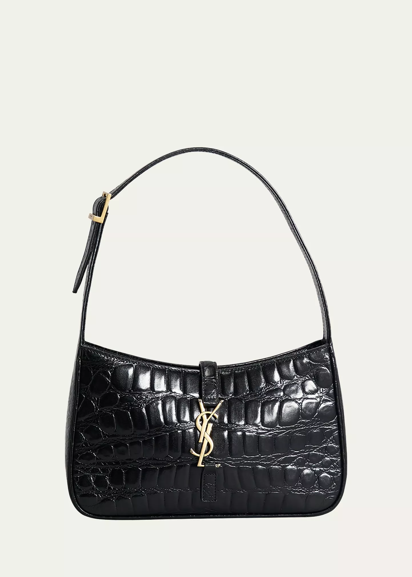 Saint Laurent 90s YSL Croc-Embossed Hobo Bag