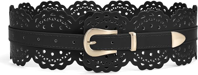 XZQTIVE Women Wide Belt For Dresses Vintage Chunky Belts Thick Leather Waist Belt With Prong Buck... | Amazon (US)