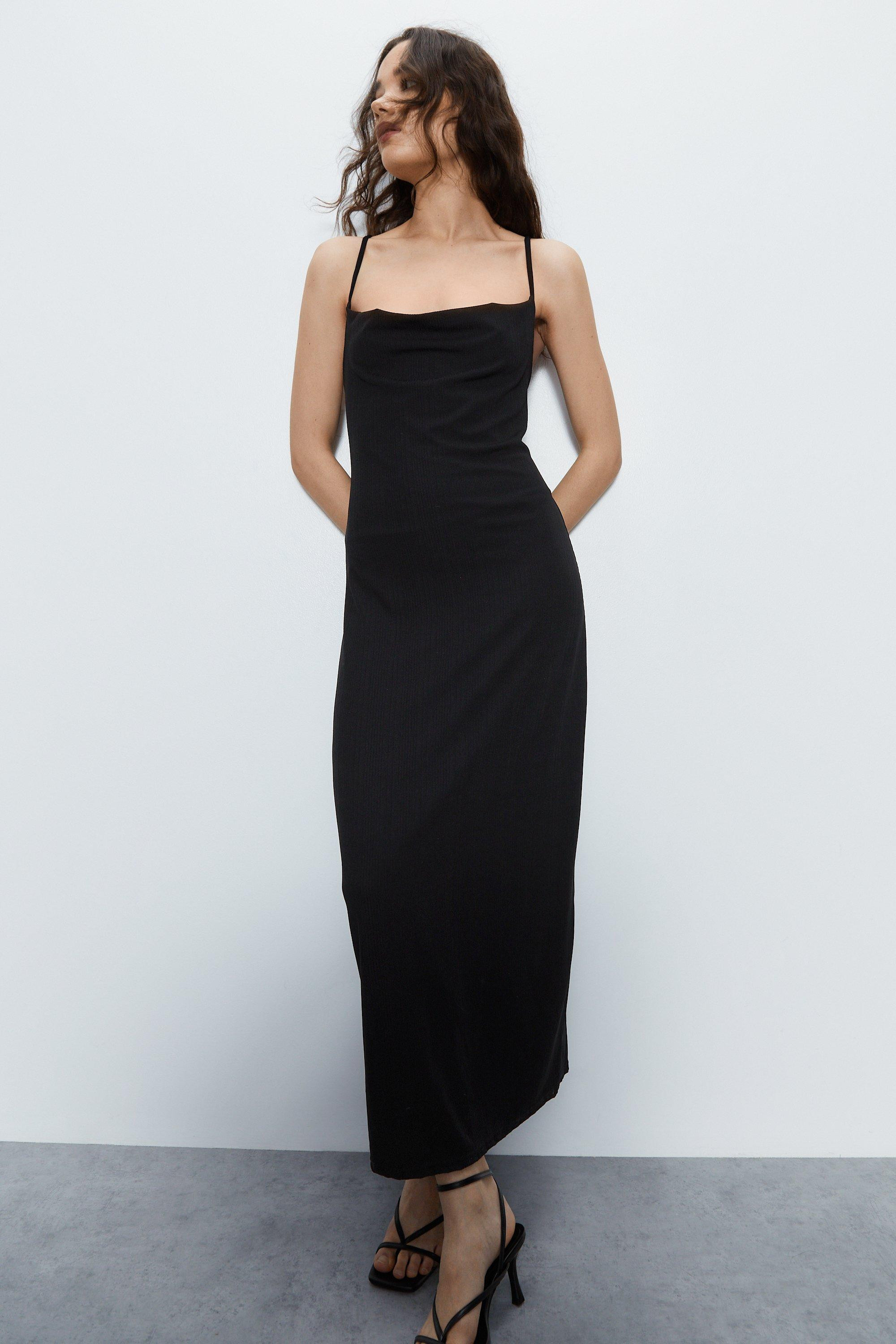 Ribbed Cowl Neck Midaxi Cami Dress | Warehouse UK & IE