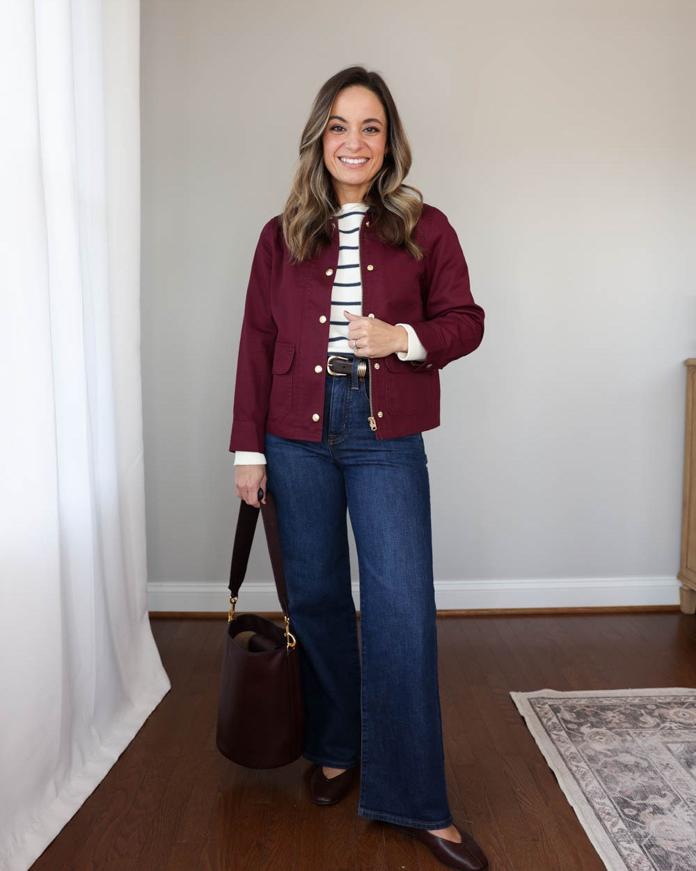 A mix of casual and dressy burgundy outfit ideas for petites this Fall!

Outfit 1:
Burgundy jacket (J.Crew Factory): petite xxs - petite fit with perfect sleeve length
Striped sweater (Banana Republic Factory): xxs
Jeans (J.Crew Factory): petite 24

Outfit 2:
Pants (Ann Taylor): petite 00 - 30” inseam, I’m wearing a 3” heel and they’re still long on me
Striped top (Ann Taylor): 00
Tote bag (Quince)
Heels (Sam Edelman): tts

Outfit 3:
Burgundy corduroy dress (Banana Republic Factory): petite xxs
Chocolate brown boots are the 15” shaft in a size 5

Outfit 4:
Burgundy dress (BR Factory): petite xxs
Clutch (Revolve)
Shoes (Quince): true to size

For size comparison, I’m 4’10” 105lbs. My measurements are 32”, 24”, 36”. I typically wear petite xxs/00/24 and have a 25” ankle inseam and a 27.5-28” full length inseam.

#LTKPetite #LTKSeasonal