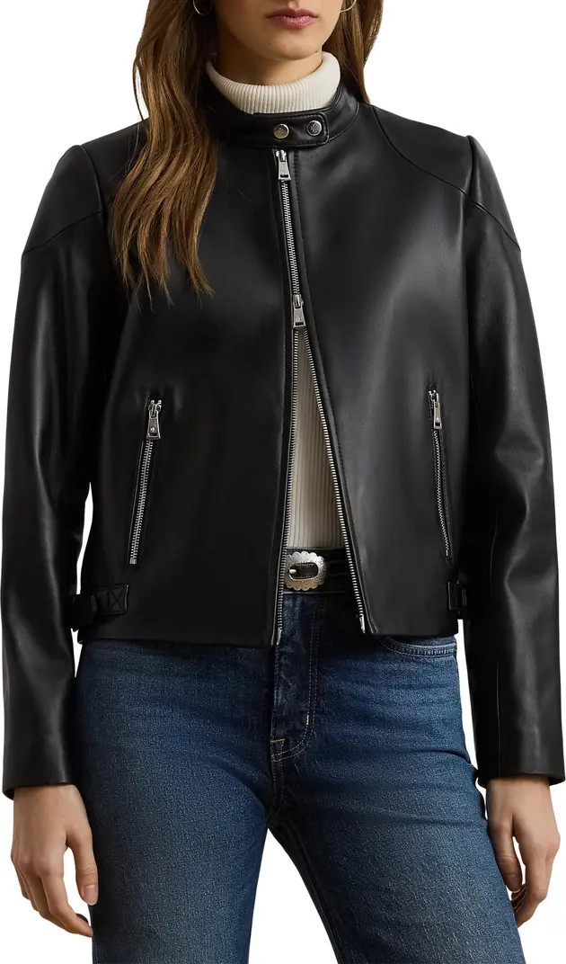 Lauren Ralph Lauren Lambskin Leather Jacket | Nordstrom | Nordstrom