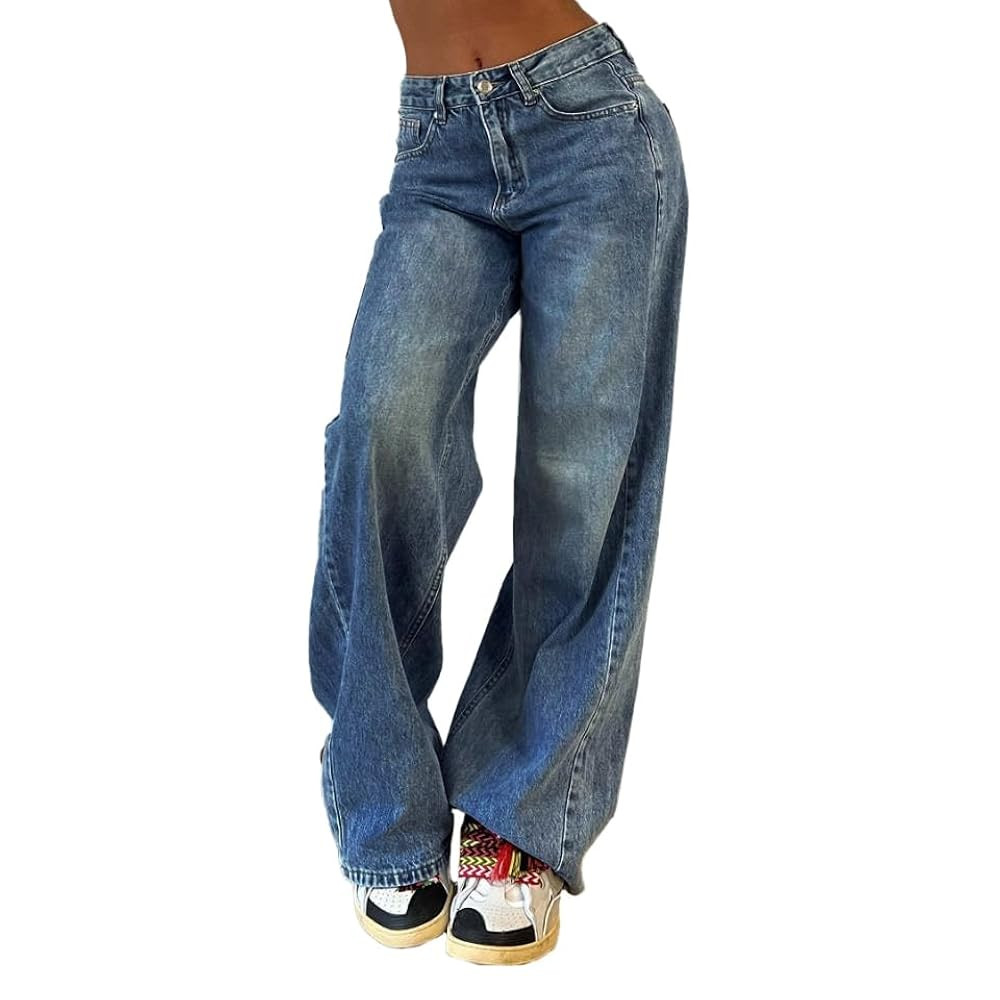 EMMIOL Wide Leg Jeans for Women, Mid Rise Baggy Jeans Plus Size Boyfriends Denim Pants, Y2K Vinta... | Amazon (US)