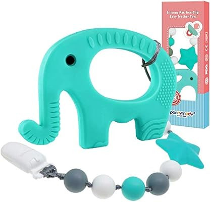 Panny & Mody Baby Teething Toys, BPA Free Soft Silicone Elephant Teether with Clip - Easy to Hold... | Amazon (US)