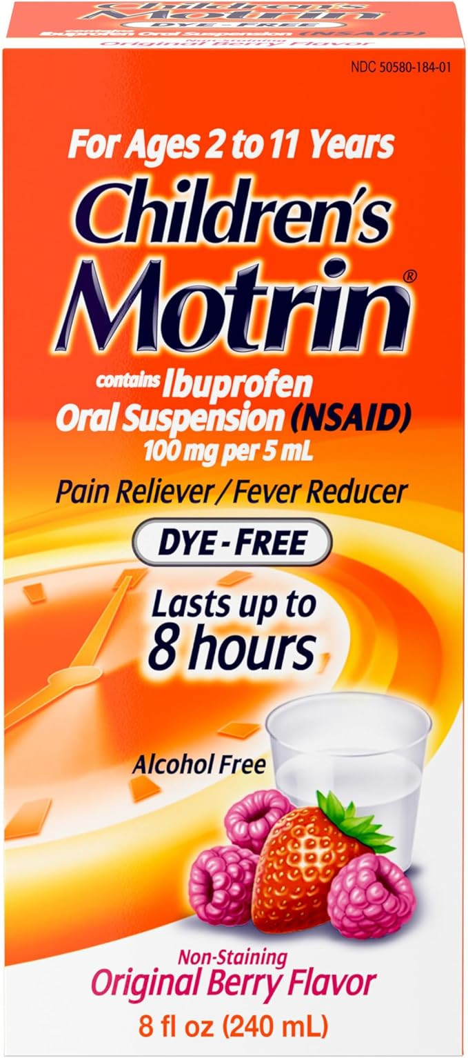 Motrin Children's Oral Suspension 100mg Ibuprofen Medicine, NSAID Fever Reducer & Pain Reliever f... | Amazon (US)